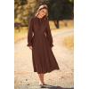 imagePRETTYGARDEN Womens 2025 Spring Fall Midi Dress Casual Long Sleeve V Neck Swiss Dot Pleated A Line Flowy DressesDark Coffee