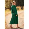 imagePRETTYGARDEN Womens 2025 Spring Fall Midi Dress Casual Long Sleeve V Neck Swiss Dot Pleated A Line Flowy DressesDark Green