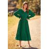 imagePRETTYGARDEN Womens 2025 Spring Fall Midi Dress Casual Long Sleeve V Neck Swiss Dot Pleated A Line Flowy DressesDark Green