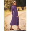 imagePRETTYGARDEN Womens 2025 Spring Fall Midi Dress Casual Long Sleeve V Neck Swiss Dot Pleated A Line Flowy DressesDark Purple