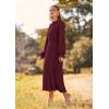 imagePRETTYGARDEN Womens 2025 Spring Fall Midi Dress Casual Long Sleeve V Neck Swiss Dot Pleated A Line Flowy DressesDark Wine Red