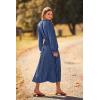 imagePRETTYGARDEN Womens 2025 Spring Fall Midi Dress Casual Long Sleeve V Neck Swiss Dot Pleated A Line Flowy DressesGrey Blue