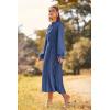 imagePRETTYGARDEN Womens 2025 Spring Fall Midi Dress Casual Long Sleeve V Neck Swiss Dot Pleated A Line Flowy DressesGrey Blue
