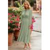 imagePRETTYGARDEN Womens 2025 Spring Fall Midi Dress Casual Long Sleeve V Neck Swiss Dot Pleated A Line Flowy DressesLight Green