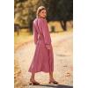 imagePRETTYGARDEN Womens 2025 Spring Fall Midi Dress Casual Long Sleeve V Neck Swiss Dot Pleated A Line Flowy DressesPink