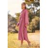 imagePRETTYGARDEN Womens 2025 Spring Fall Midi Dress Casual Long Sleeve V Neck Swiss Dot Pleated A Line Flowy DressesPink
