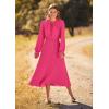 imagePRETTYGARDEN Womens 2025 Spring Fall Midi Dress Casual Long Sleeve V Neck Swiss Dot Pleated A Line Flowy DressesRose Pink