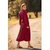 imagePRETTYGARDEN Womens 2025 Spring Fall Midi Dress Casual Long Sleeve V Neck Swiss Dot Pleated A Line Flowy DressesWine Red