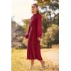 imagePRETTYGARDEN Womens 2025 Spring Fall Midi Dress Casual Long Sleeve V Neck Swiss Dot Pleated A Line Flowy DressesWine Red