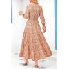 imagePRETTYGARDEN Womens Floral Maxi Dress 2025 Spring Long Sleeve V Neck Casual A Line Long Flowy Boho Party DressesFloral Orange