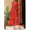 imagePRETTYGARDEN Womens Floral Maxi Dress 2025 Spring Long Sleeve V Neck Casual A Line Long Flowy Boho Party DressesFloral Orange Purple