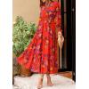 imagePRETTYGARDEN Womens Floral Maxi Dress 2025 Spring Long Sleeve V Neck Casual A Line Long Flowy Boho Party DressesFloral Orange Purple