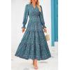 imagePRETTYGARDEN Womens Floral Maxi Dress 2025 Spring Long Sleeve V Neck Casual A Line Long Flowy Boho Party DressesFloral Purple Green