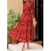 imagePRETTYGARDEN Womens Floral Maxi Dress 2025 Spring Long Sleeve V Neck Casual A Line Long Flowy Boho Party DressesFloral Red