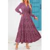 imagePRETTYGARDEN Womens Floral Maxi Dress 2025 Spring Long Sleeve V Neck Casual A Line Long Flowy Boho Party DressesFloral Red Black