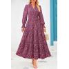 imagePRETTYGARDEN Womens Floral Maxi Dress 2025 Spring Long Sleeve V Neck Casual A Line Long Flowy Boho Party DressesFloral Red Black