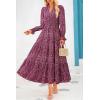 imagePRETTYGARDEN Womens Floral Maxi Dress 2025 Spring Long Sleeve V Neck Casual A Line Long Flowy Boho Party DressesFloral Red Black
