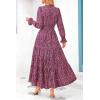 imagePRETTYGARDEN Womens Floral Maxi Dress 2025 Spring Long Sleeve V Neck Casual A Line Long Flowy Boho Party DressesFloral Red Black