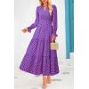 imagePRETTYGARDEN Womens Floral Maxi Dress 2025 Spring Long Sleeve V Neck Casual A Line Long Flowy Boho Party DressesPlaid Blue Pink
