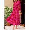 imagePRETTYGARDEN Womens Floral Maxi Dress 2025 Spring Long Sleeve V Neck Casual A Line Long Flowy Boho Party DressesRed Big Floral