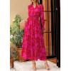 imagePRETTYGARDEN Womens Floral Maxi Dress 2025 Spring Long Sleeve V Neck Casual A Line Long Flowy Boho Party DressesRed Big Floral