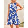 imagePRETTYGARDEN Womens 2025 Summer Boho Floral Mini Dress Sleeveless Backless Short Wedding Guest Beach Vacation SundressesFloral Blue Beige
