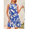imagePRETTYGARDEN Womens 2025 Summer Boho Floral Mini Dress Sleeveless Backless Short Wedding Guest Beach Vacation SundressesFloral Blue Beige