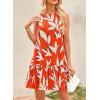 imagePRETTYGARDEN Womens 2025 Summer Boho Floral Mini Dress Sleeveless Backless Short Wedding Guest Beach Vacation SundressesFloral Orange Beige