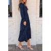 imagePRETTYGARDEN Womens Fall Spring Midi Dress Long Sleeve Floral Smocked Elegant Wedding Guest Long Flowy Dresses with PocketsDark Blue