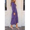 imagePRETTYGARDEN Womens Fall Spring Midi Dress Long Sleeve Floral Smocked Elegant Wedding Guest Long Flowy Dresses with PocketsDark Purple