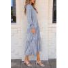 imagePRETTYGARDEN Womens Fall Spring Midi Dress Long Sleeve Floral Smocked Elegant Wedding Guest Long Flowy Dresses with PocketsGrey Blue