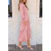 imagePRETTYGARDEN Womens Fall Spring Midi Dress Long Sleeve Floral Smocked Elegant Wedding Guest Long Flowy Dresses with PocketsPink