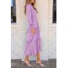 imagePRETTYGARDEN Womens Fall Spring Midi Dress Long Sleeve Floral Smocked Elegant Wedding Guest Long Flowy Dresses with PocketsPurple