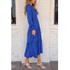 imagePRETTYGARDEN Womens Fall Spring Midi Dress Long Sleeve Floral Smocked Elegant Wedding Guest Long Flowy Dresses with PocketsRoyal Blue