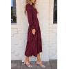 imagePRETTYGARDEN Womens Fall Spring Midi Dress Long Sleeve Floral Smocked Elegant Wedding Guest Long Flowy Dresses with PocketsWine Red