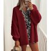 imagePRETTYGARDEN Womens Oversized Cardigan Sweaters 2025 Fall Long Lantern Sleeve Knit Open Front Lightweight SweaterWine Red