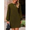 imagePRETTYGARDEN Womens Winter Pullover Sweaters Long Lantern Sleeve Crewneck Chunky Knit Slouchy Oversized Sweater DressArmy Green