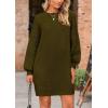 imagePRETTYGARDEN Womens Winter Pullover Sweaters Long Lantern Sleeve Crewneck Chunky Knit Slouchy Oversized Sweater DressArmy Green