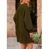 imagePRETTYGARDEN Womens Winter Pullover Sweaters Long Lantern Sleeve Crewneck Chunky Knit Slouchy Oversized Sweater DressArmy Green