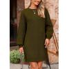 imagePRETTYGARDEN Womens Winter Pullover Sweaters Long Lantern Sleeve Crewneck Chunky Knit Slouchy Oversized Sweater DressArmy Green