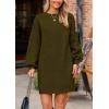 imagePRETTYGARDEN Womens Winter Pullover Sweaters Long Lantern Sleeve Crewneck Chunky Knit Slouchy Oversized Sweater DressArmy Green