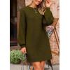 imagePRETTYGARDEN Womens Winter Pullover Sweaters Long Lantern Sleeve Crewneck Chunky Knit Slouchy Oversized Sweater DressArmy Green