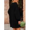 imagePRETTYGARDEN Womens Winter Pullover Sweaters Long Lantern Sleeve Crewneck Chunky Knit Slouchy Oversized Sweater DressBlack