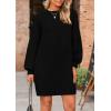 imagePRETTYGARDEN Womens Winter Pullover Sweaters Long Lantern Sleeve Crewneck Chunky Knit Slouchy Oversized Sweater DressBlack
