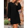 imagePRETTYGARDEN Womens Winter Pullover Sweaters Long Lantern Sleeve Crewneck Chunky Knit Slouchy Oversized Sweater DressBlack