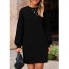 imagePRETTYGARDEN Womens Winter Pullover Sweaters Long Lantern Sleeve Crewneck Chunky Knit Slouchy Oversized Sweater DressBlack