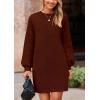 imagePRETTYGARDEN Womens Winter Pullover Sweaters Long Lantern Sleeve Crewneck Chunky Knit Slouchy Oversized Sweater DressCoffee