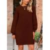 imagePRETTYGARDEN Womens Winter Pullover Sweaters Long Lantern Sleeve Crewneck Chunky Knit Slouchy Oversized Sweater DressCoffee