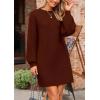 imagePRETTYGARDEN Womens Winter Pullover Sweaters Long Lantern Sleeve Crewneck Chunky Knit Slouchy Oversized Sweater DressCoffee