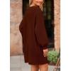 imagePRETTYGARDEN Womens Winter Pullover Sweaters Long Lantern Sleeve Crewneck Chunky Knit Slouchy Oversized Sweater DressCoffee
